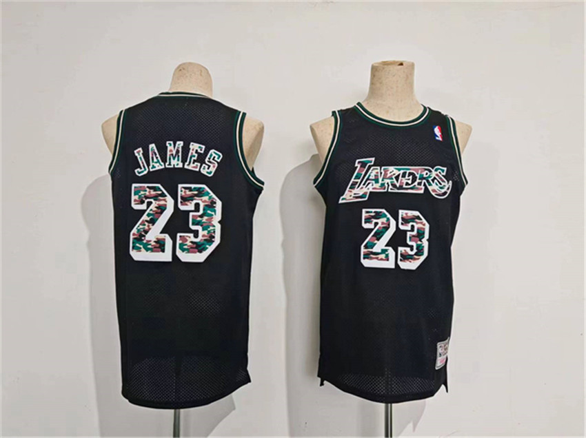 Men's Black Los Angeles Lakers #23 LeBron James Throwback basketball Jersey